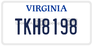 TKH8198  license plate in VA