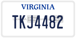 TKJ4482 license plate in Virginia