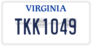 TKK1049  license plate in VA