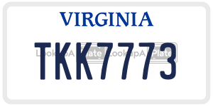 TKK7773  license plate in VA