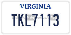 TKL7113  license plate in VA