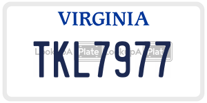 TKL7977  license plate in VA