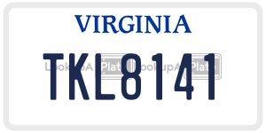 TKL8141  license plate in VA