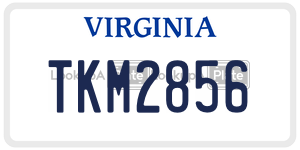 TKM2856  license plate in VA