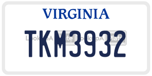 TKM3932  license plate in VA