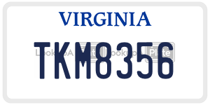 TKM8356  license plate in VA