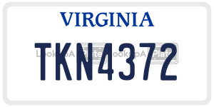 TKN4372  license plate in VA