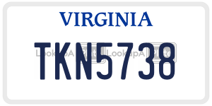 TKN5738  license plate in VA
