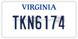 TKN6174  license plate in VA