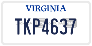 TKP4637  license plate in VA
