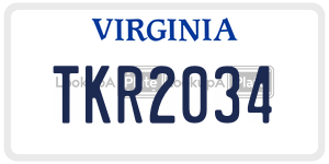 TKR2034  license plate in VA