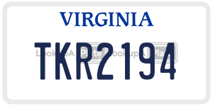 TKR2194  license plate in VA