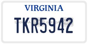 TKR5942  license plate in VA