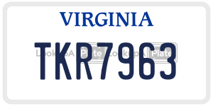 TKR7963  license plate in VA