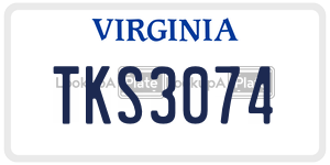 TKS3074  license plate in VA