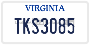 TKS3085  license plate in VA