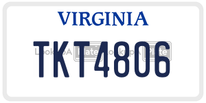 TKT4806  license plate in VA