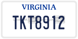 TKT8912  license plate in VA