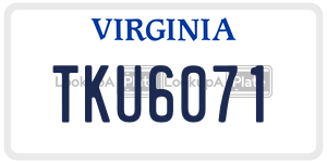 TKU6071  license plate in VA
