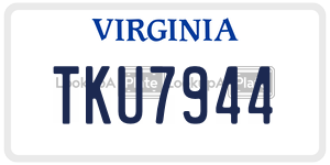TKU7944  license plate in VA