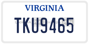 TKU9465  license plate in VA