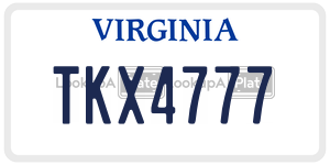 TKX4777  license plate in VA