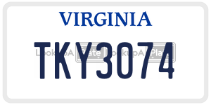 TKY3074  license plate in VA