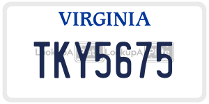 TKY5675  license plate in VA
