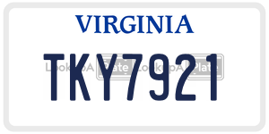 TKY7921  license plate in VA