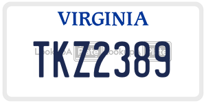 TKZ2389  license plate in VA