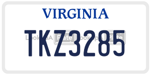 TKZ3285  license plate in VA