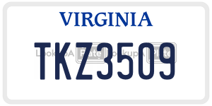 TKZ3509  license plate in VA