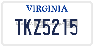 TKZ5215  license plate in VA