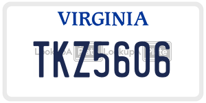 TKZ5606  license plate in VA