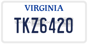 TKZ6420  license plate in VA
