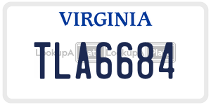 TLA6684  license plate in VA