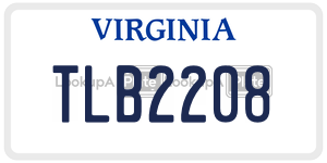 TLB2208  license plate in VA