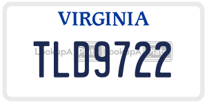 TLD9722  license plate in VA