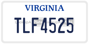 TLF4525  license plate in VA