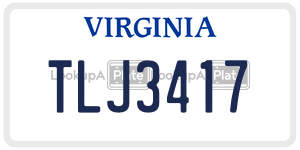 TLJ3417  license plate in VA