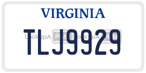 TLJ9929  license plate in VA