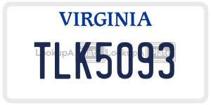 TLK5093  license plate in VA