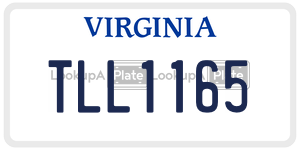 TLL1165  license plate in VA