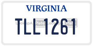 TLL1261  license plate in VA