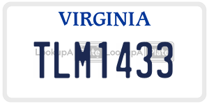 TLM1433  license plate in VA