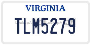 TLM5279  license plate in VA