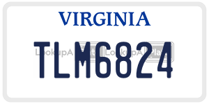 TLM6824  license plate in VA