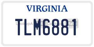 TLM6881  license plate in VA