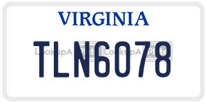TLN6078  license plate in VA