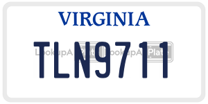 TLN9711  license plate in VA